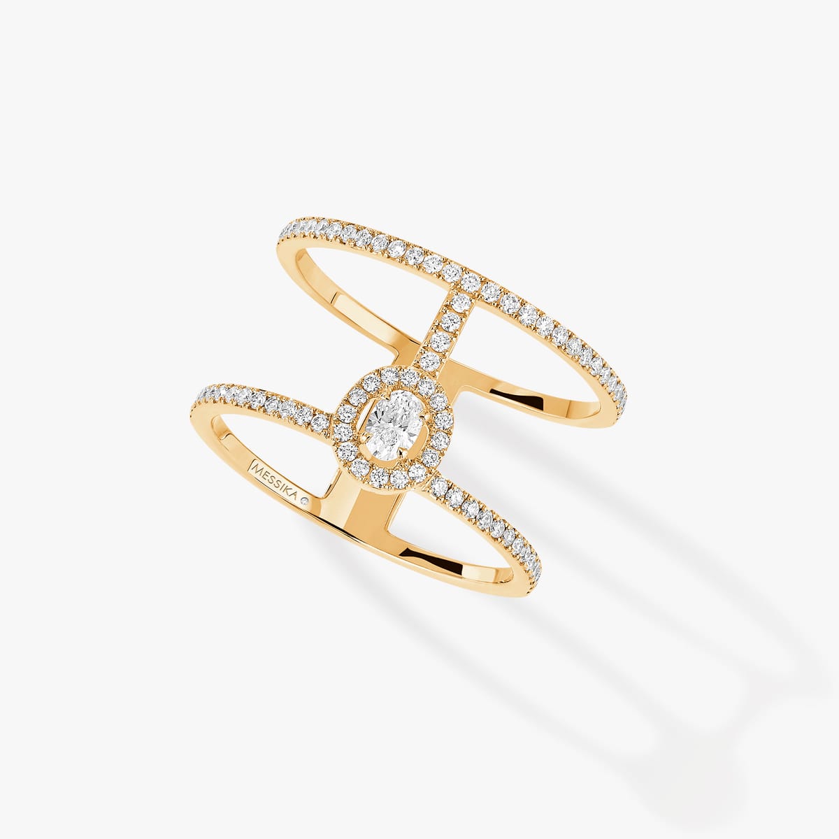 Glam'Azone密镶双圈 Yellow Gold Diamond For Her Ring 05237-YG