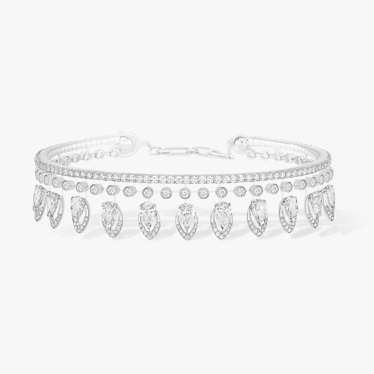 Desert Bloom Skinny弹性手链 White Gold Diamond For Her Bracelet 10070-WG
