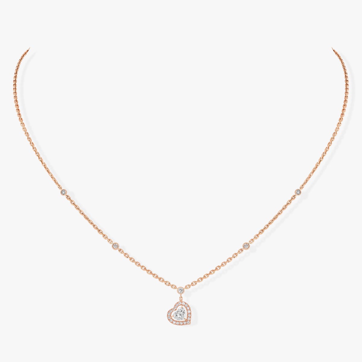 Joy Cœur项链,镶嵌0.15克拉心形钻石 Pink Gold Diamond For Her Necklace 11437-PG