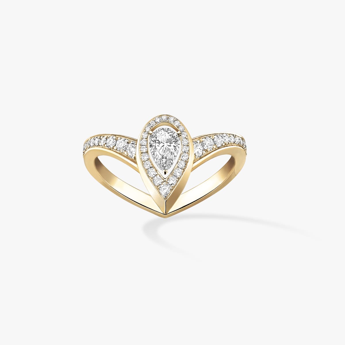 Fiery 0.10克拉 Yellow Gold Diamond For Her Ring 12086-YG