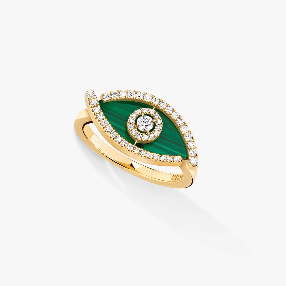Lucky Eye孔雀石 Yellow Gold Diamond For Her Ring 12954-YG