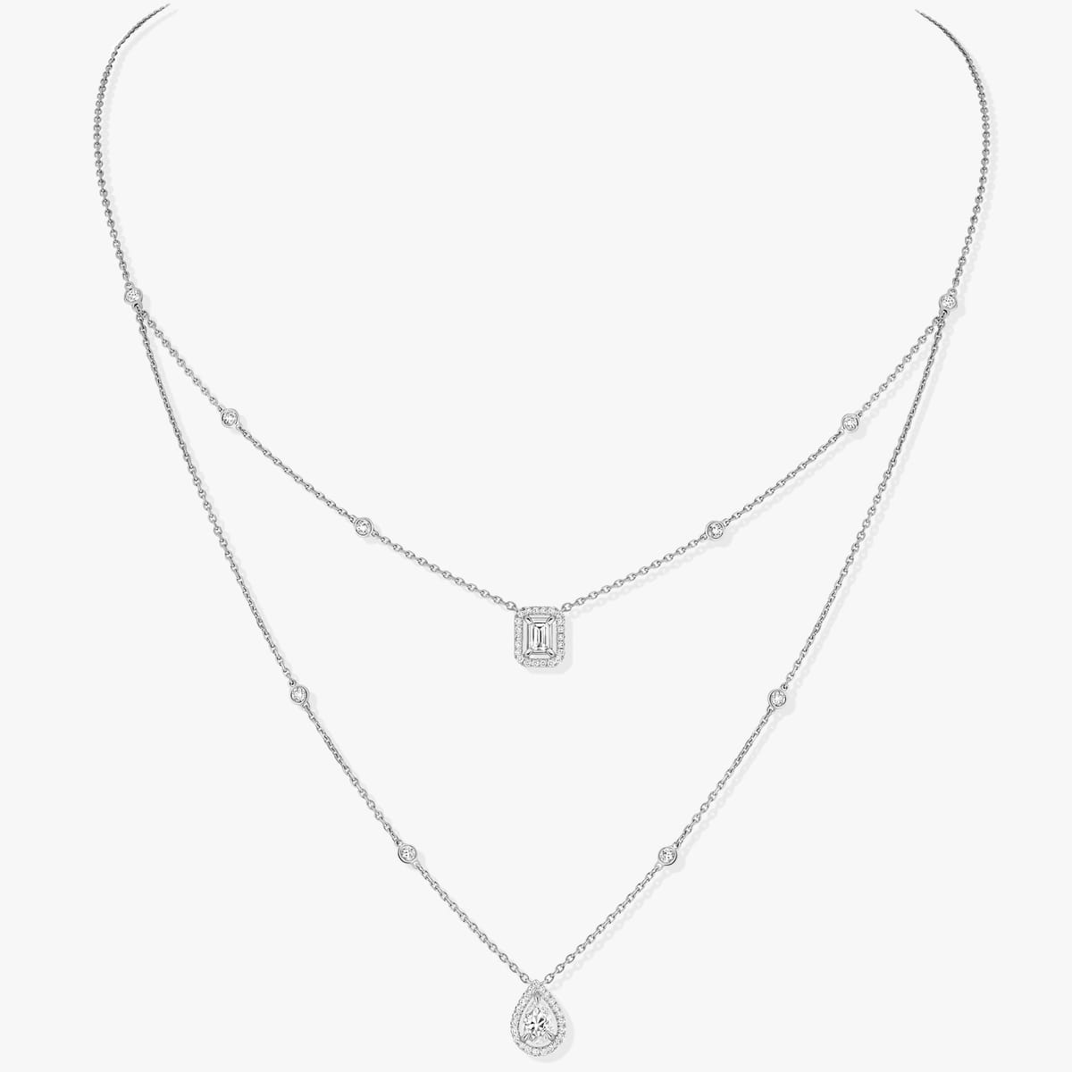 My Twin系列双圈 0.40克拉 x2 White Gold Diamond For Her Necklace 12966-WG