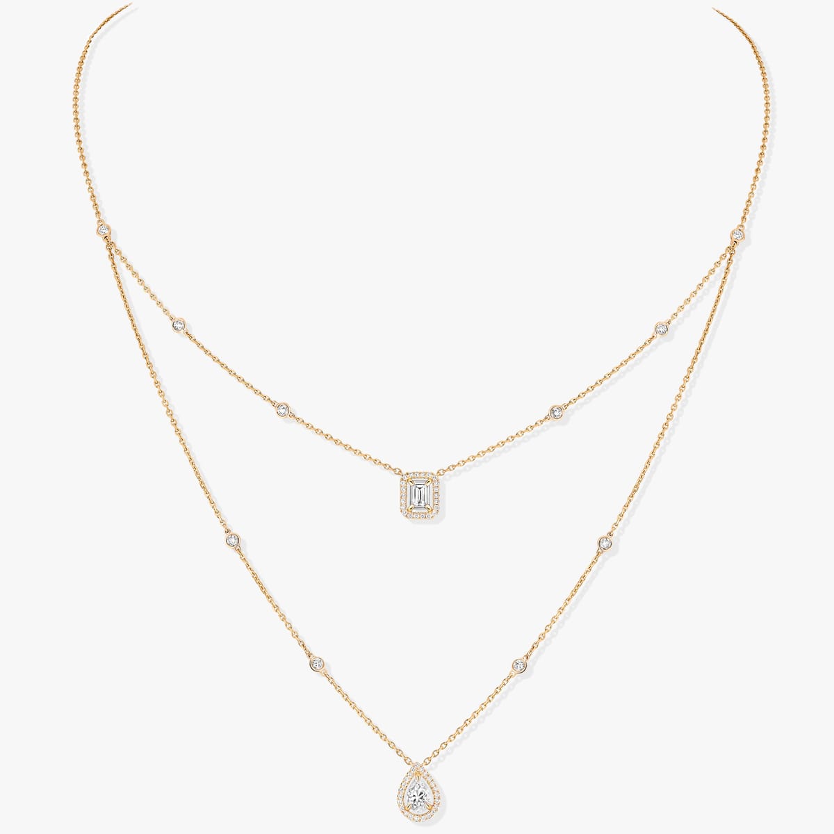 My Twin系列双圈 0.40克拉 x2 Yellow Gold Diamond For Her Necklace 12966-YG
