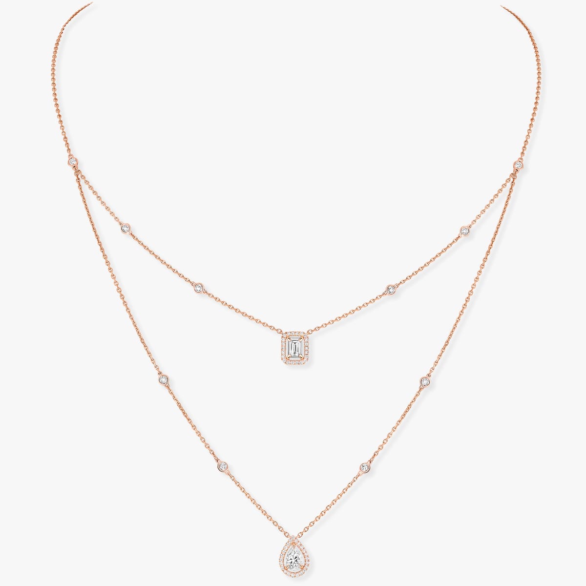 My Twin系列双圈 0.40克拉 x2 Pink Gold Diamond For Her Necklace 12966-PG