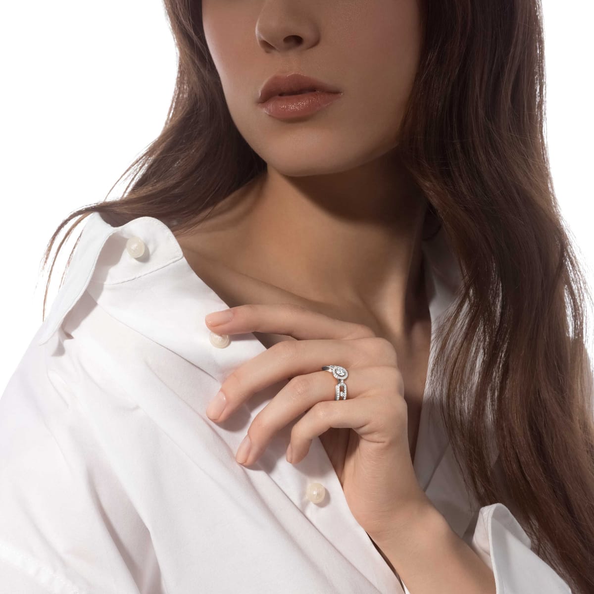 Move Link 0.30克拉单钻戒指 White Gold Diamond For Her Ring 13747-WG