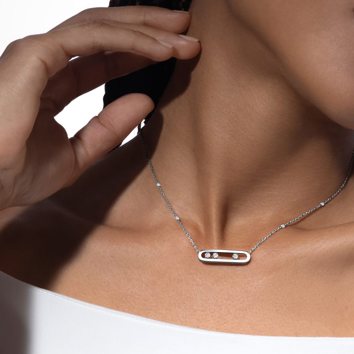 Collier Move 白金 钻石  她的珍礼 项链 03997-WG