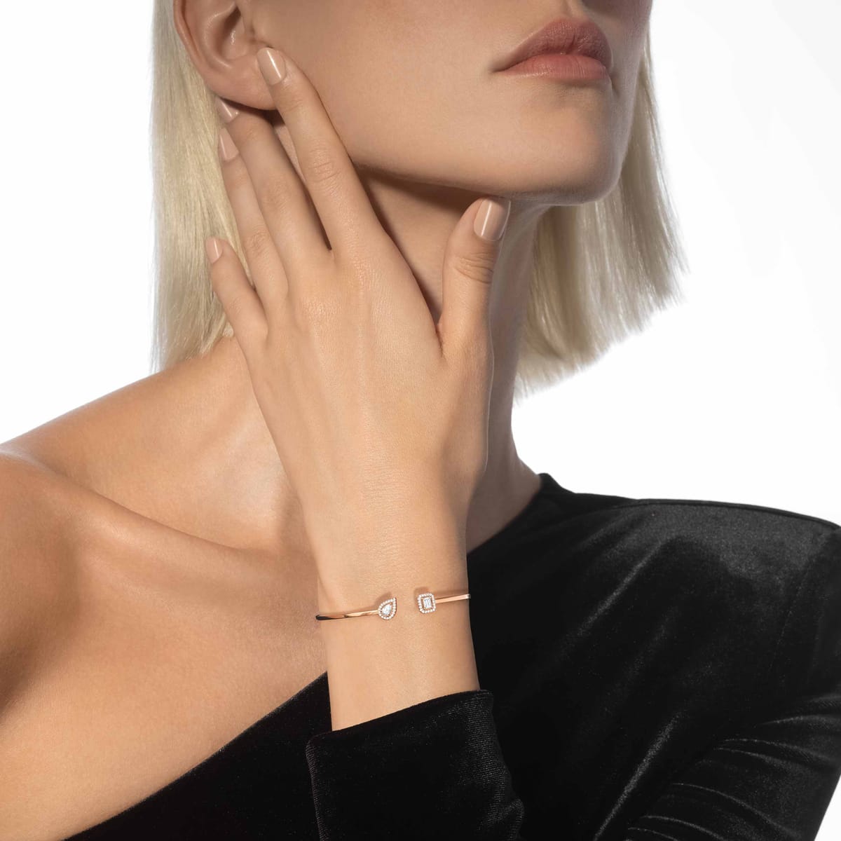 My Twin Toi & Moi弹性细手镯 0.15克拉 x2 Pink Gold Diamond For Her Bracelet 07222-PG