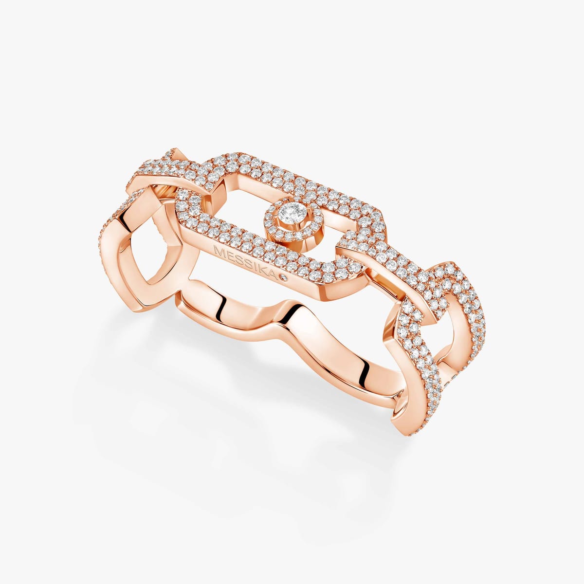So Move密镶钻石双指戒指 Pink Gold Diamond For Her Ring 13185-PG