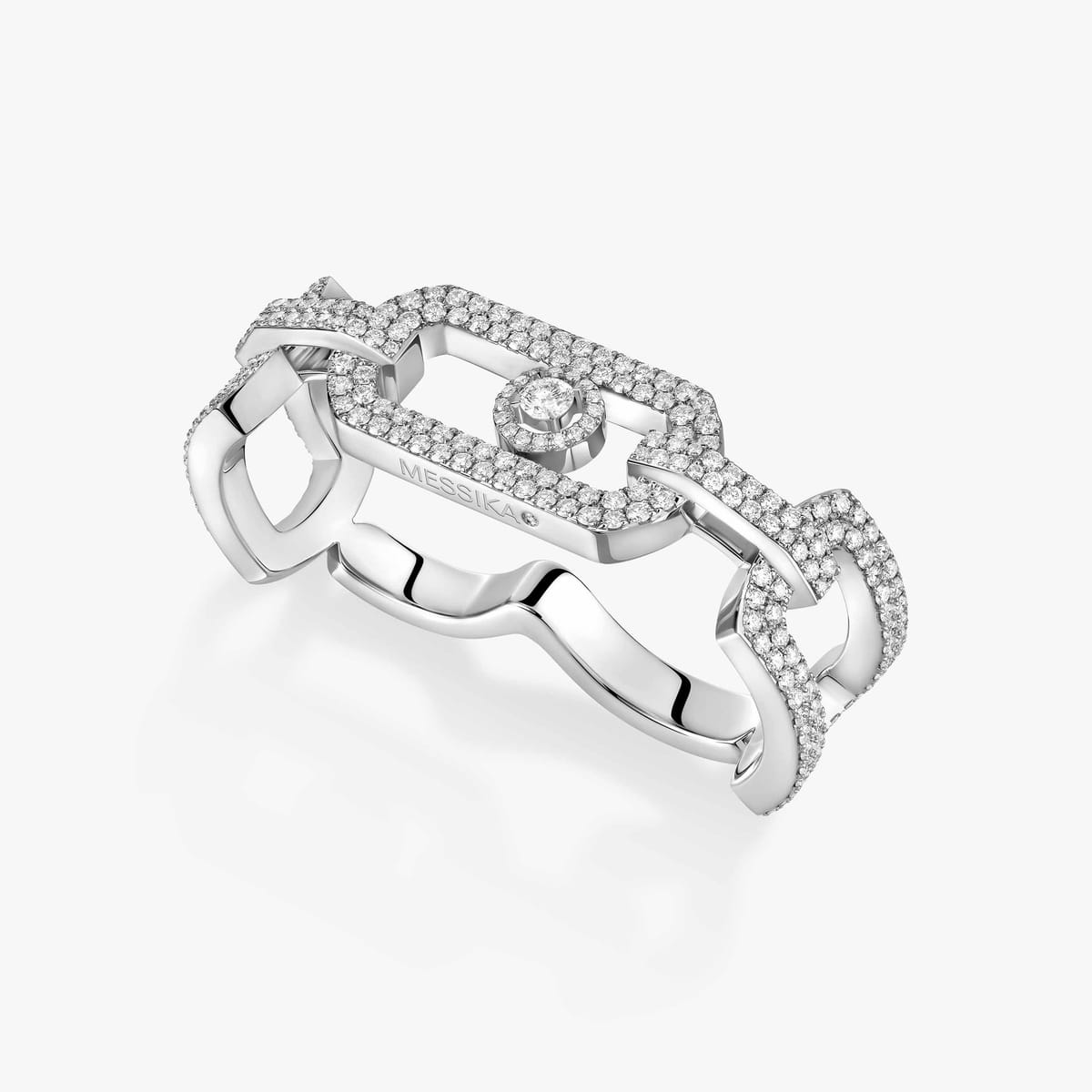 So Move密镶钻石双指戒指 White Gold Diamond For Her Ring 13185-WG