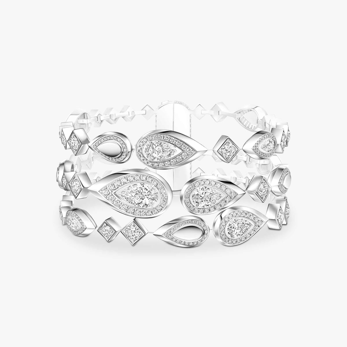 Bracelet rivière trois rangs Fiery 白金 钻石 她的珍礼 手链 14447-WG