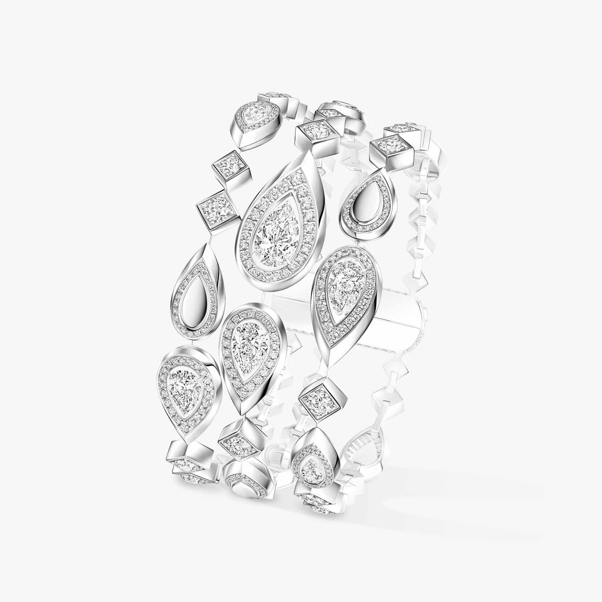 Bracelet rivière trois rangs Fiery 白金 钻石 她的珍礼 手链 14447-WG