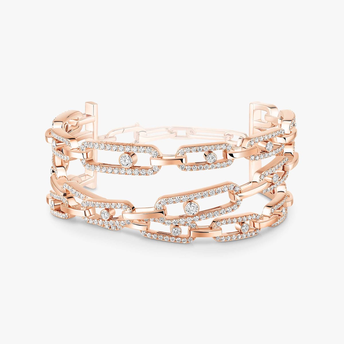 Move Link三圈手镯 Pink Gold Diamond For Her Bracelet 13512-PG