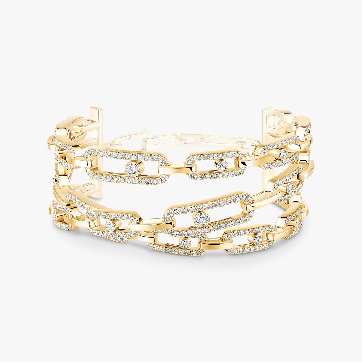 Move Link三圈手镯 Yellow Gold Diamond For Her Bracelet 13512-YG