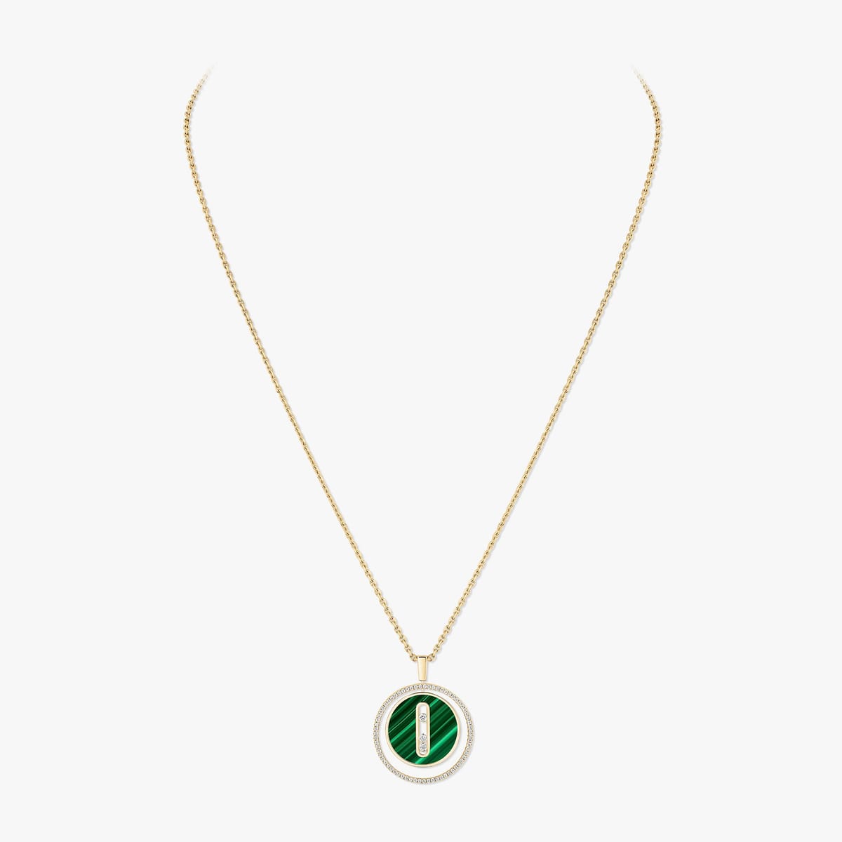 Lucky Move孔雀石中号款 黄金 钻石 她的珍礼 项链 10840-YG