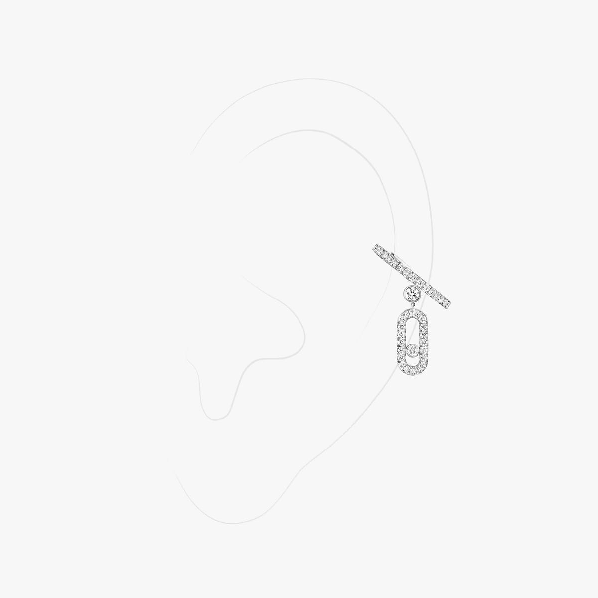 Move Uno密镶钻石吊坠单边耳夹 白金 钻石 她的珍礼 耳环 11162-WG