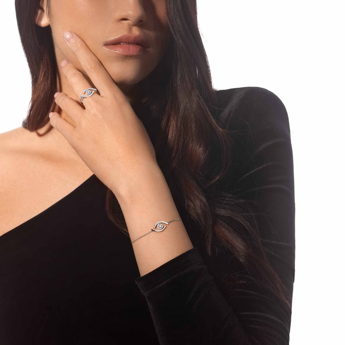 Lucky Eye密镶钻石戒指 White Gold Diamond For Her Ring 10037-WG
