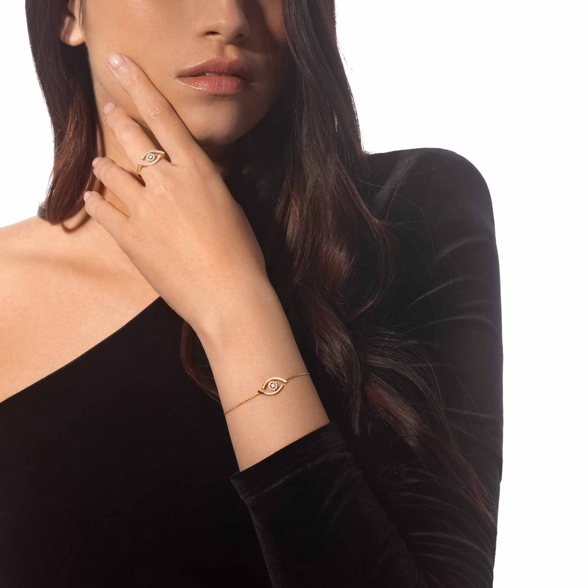 Lucky Eye密镶钻石戒指 Yellow Gold Diamond For Her Ring 10037-YG