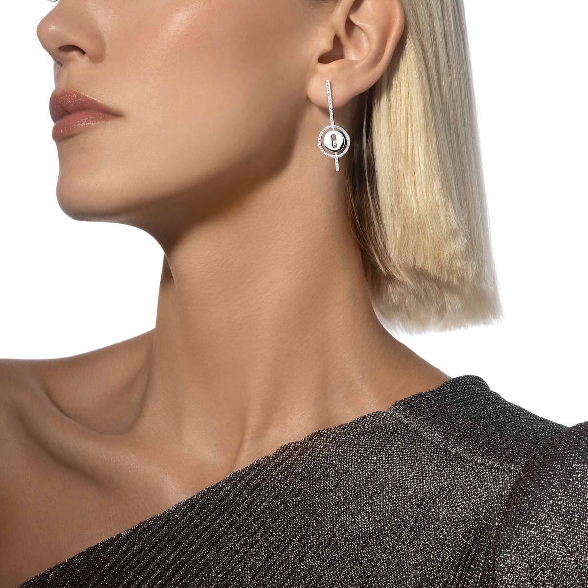 Lucky Move Arrow耳坠 White Gold Diamond For Her Earrings 07516-WG