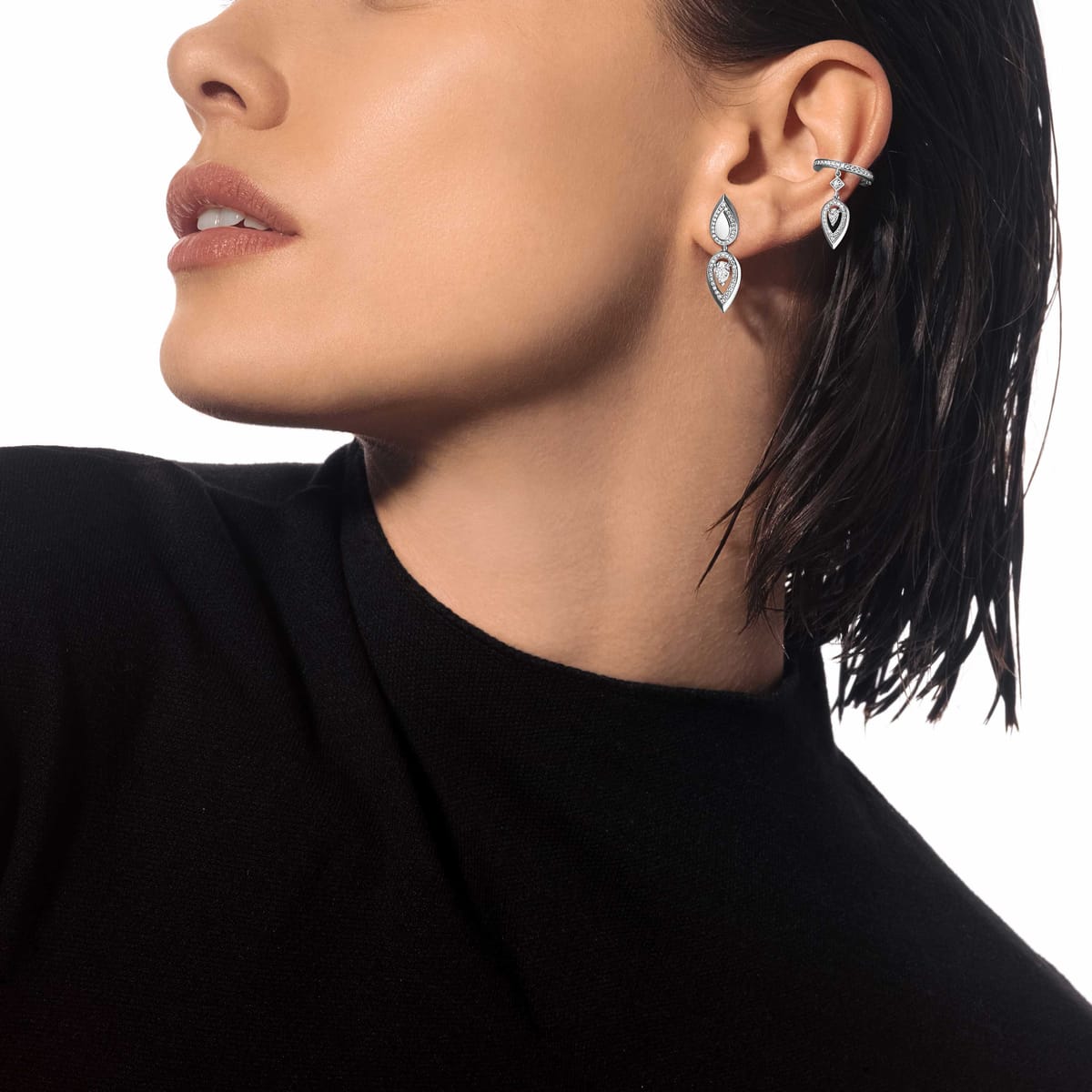 Fiery耳夹 0.10克拉 White Gold Diamond For Her Earrings 13172-WG