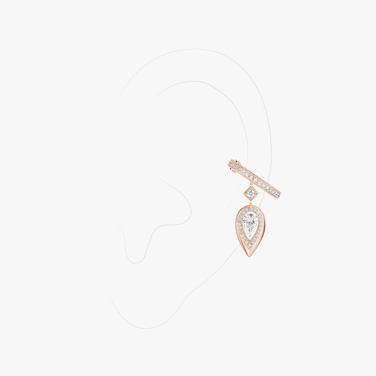 Fiery耳夹 0.10克拉 Pink Gold Diamond For Her Earrings 13172-PG