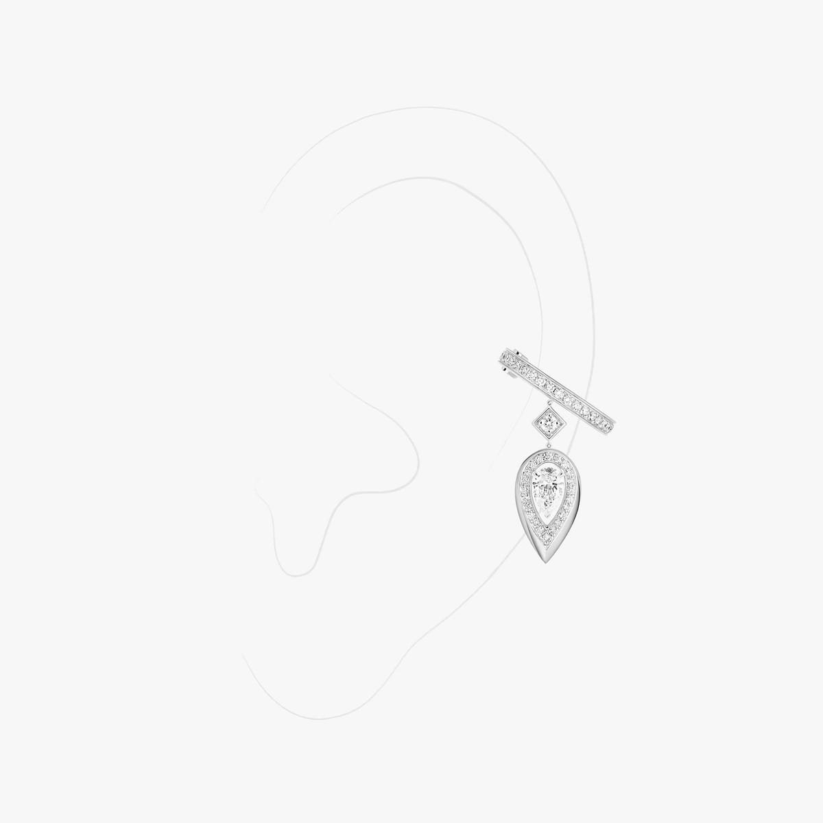 Fiery耳夹 0.10克拉 White Gold Diamond For Her Earrings 13172-WG