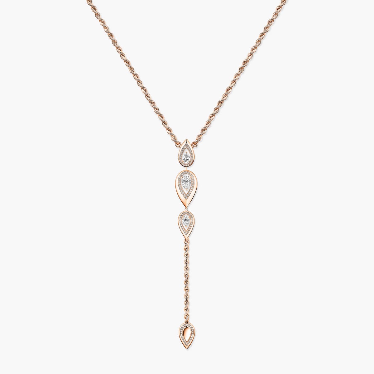 Fiery领带式项链 Pink Gold Diamond For Her Necklace 13793-PG