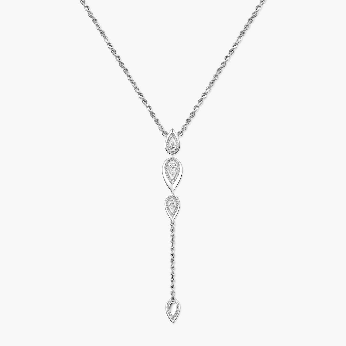 Fiery领带式项链 White Gold Diamond For Her Necklace 13793-WG