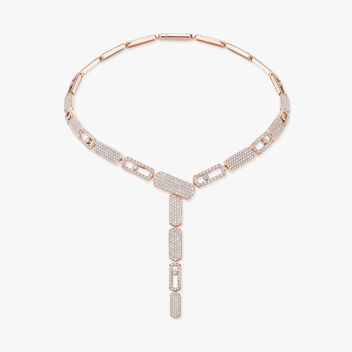 Imperial Move密镶钻石领带式项链 大号款 玫瑰金 钻石  她的珍礼 项链 14151-PG