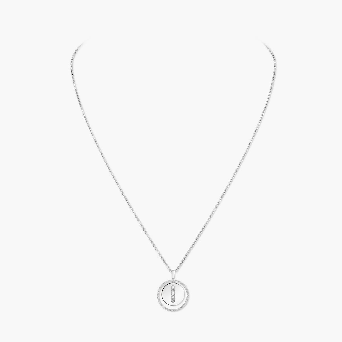 Lucky Move中号款 白金 钻石 她的珍礼 项链 07394-WG