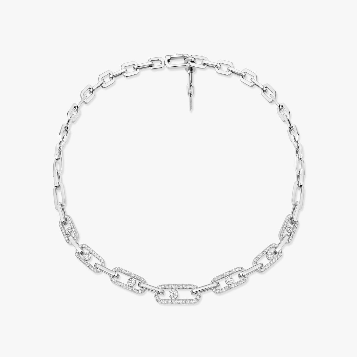 Move Link密镶钻石 White Gold Diamond For Her Necklace 14042-WG