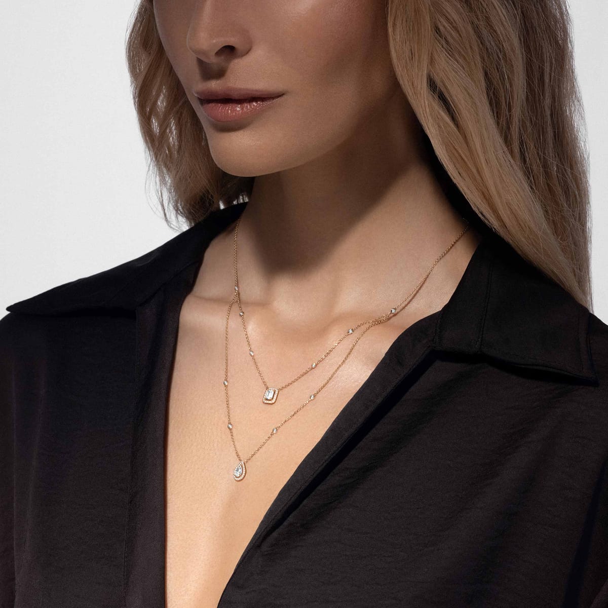 My Twin系列双圈 0.40克拉 x2 Yellow Gold Diamond For Her Necklace 12966-YG