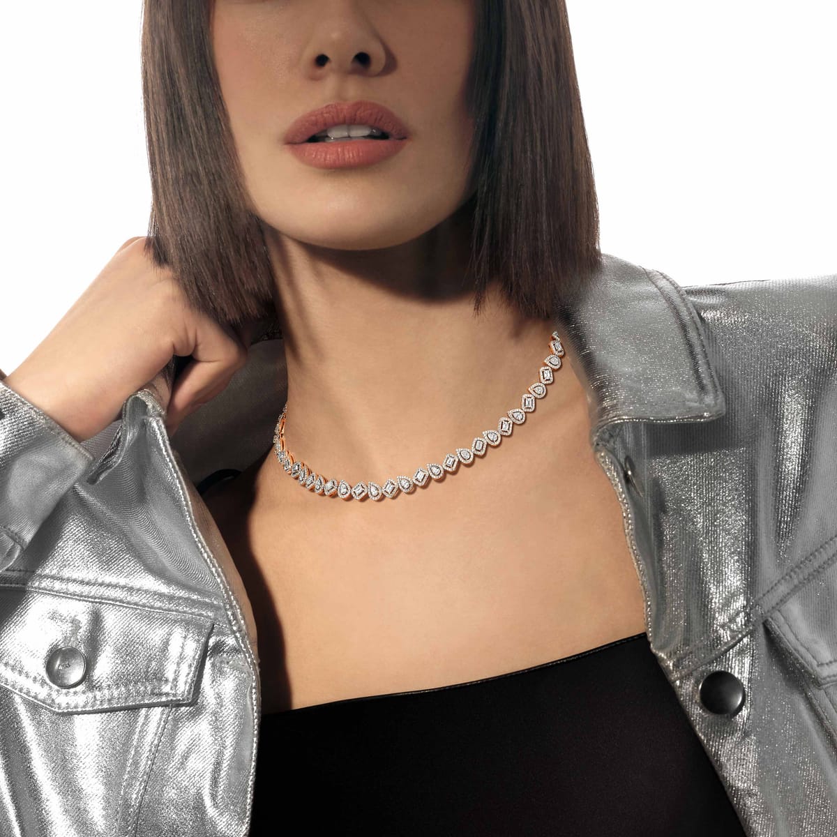 My Twin钻石 Pink Gold Diamond For Her Necklace 13677-PG
