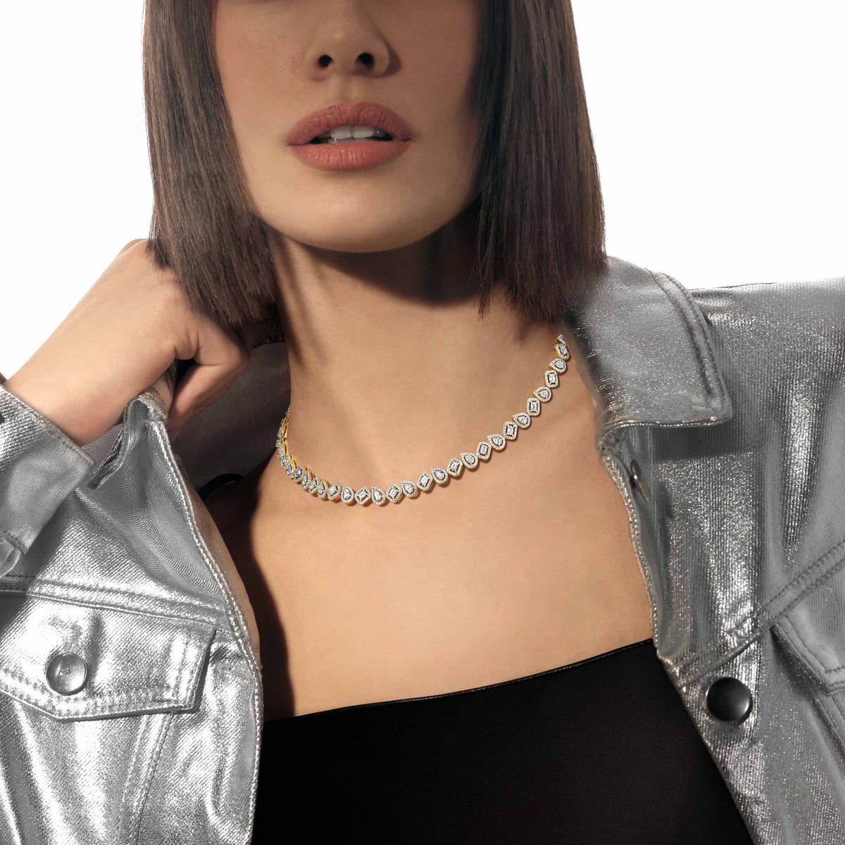 My Twin钻石 Yellow Gold Diamond For Her Necklace 13677-YG