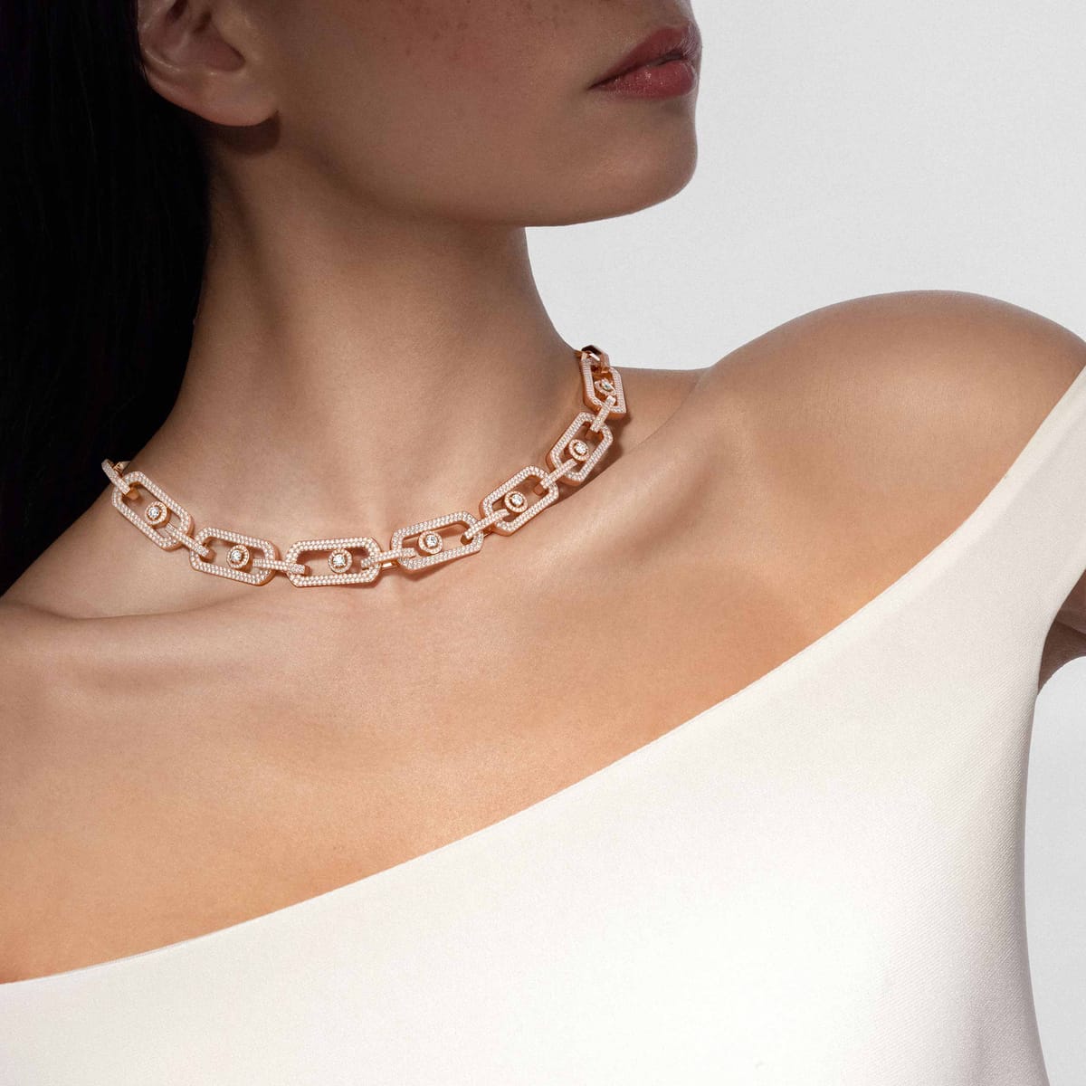 So Move密镶钻石珠宝,超大号款 Pink Gold Diamond For Her Necklace 13079-PG