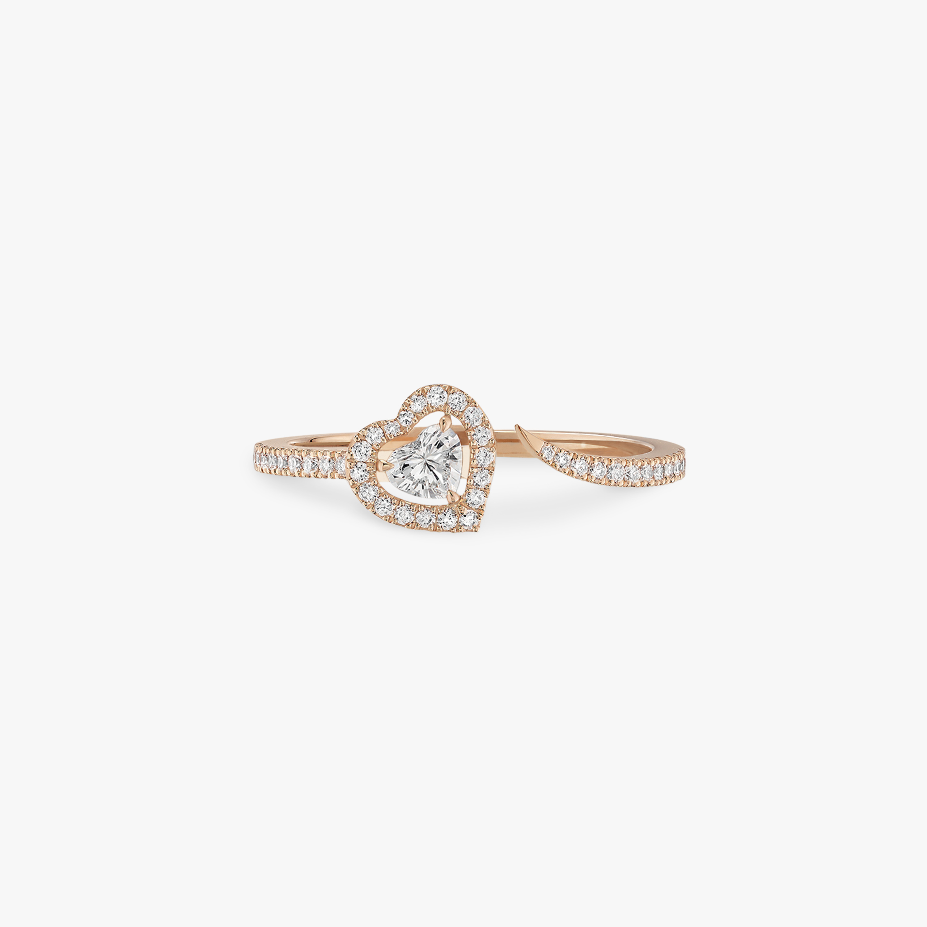 Joy Cœur密镶戒指，镶嵌0.15克拉心形钻石 玫瑰金 钻石  她的珍礼 戒指 11438-PG