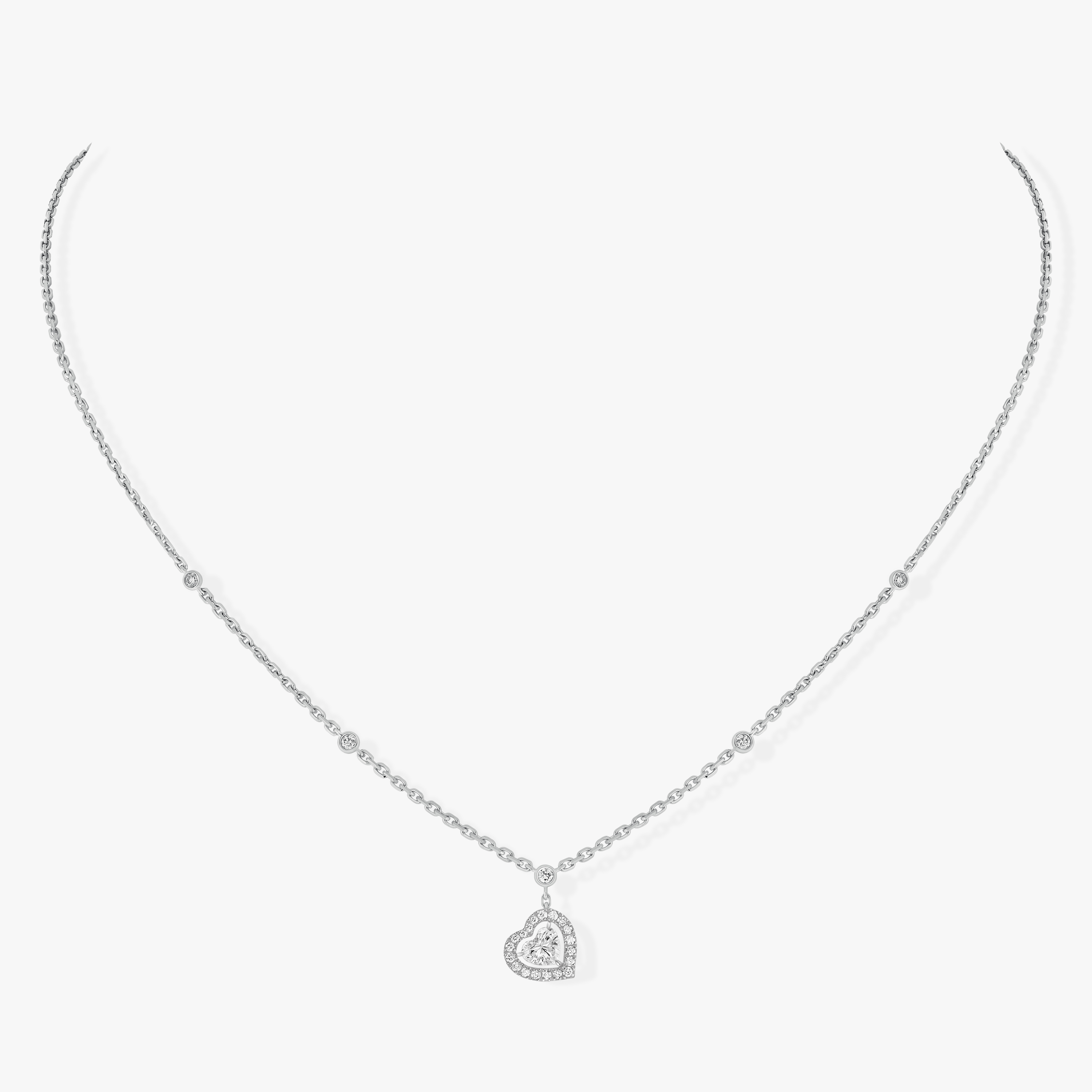 Joy Cœur项链，镶嵌0.15克拉心形钻石 白金 钻石  她的珍礼 项链 11437-WG