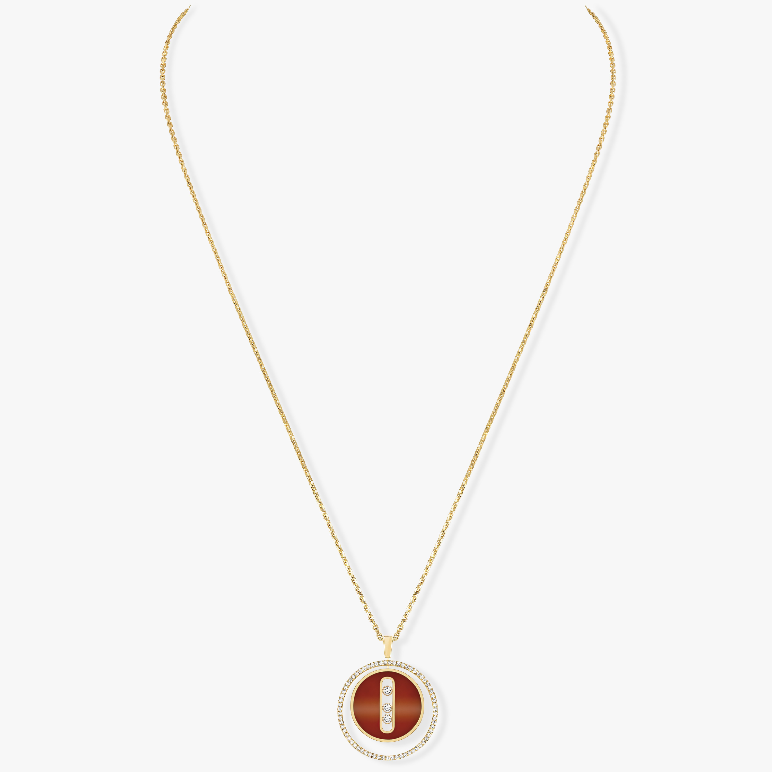 Lucky Move光玉髓中号款 黄金 钻石  她的珍礼 项链 10841-YG