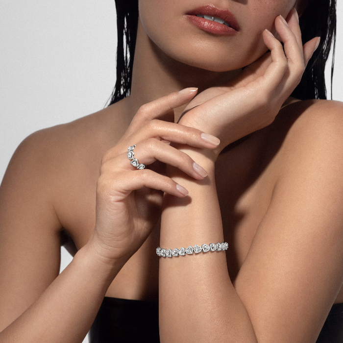 Joy Cœur系列多圈结婚戒指 白金 钻石  她的珍礼 戒指 12471-WG