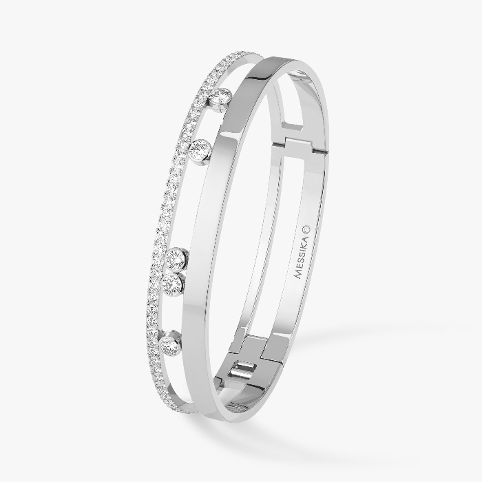 Bracelet Femme Or Blanc Diamond Bangle Move Romane GM  06747-WG