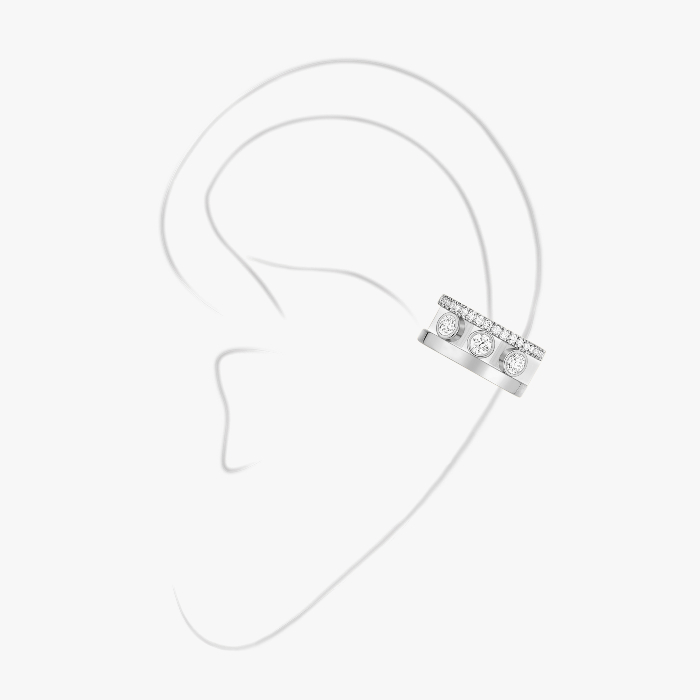 Move Romane耳夹 0.025克拉  白金 钻石  她的珍礼 耳环 10120-WG