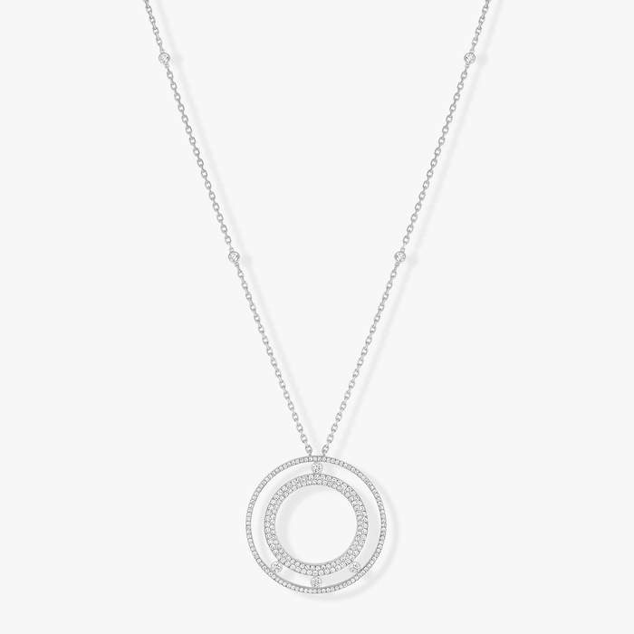 项链 她的珍礼 白金 钻石  Mit Diamanten ausgefasste lange Move Romane Halskette 11317-WG