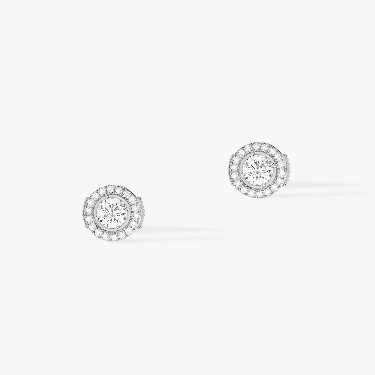 Boucles d'oreilles Femme Or Blanc Diamond Joy diamants ronds 2x0,25ct 04445-WG
