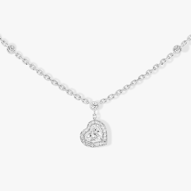 Joy项链，镶嵌0.15克拉心形钻石 白金 钻石  她的珍礼 项链 11437-WG