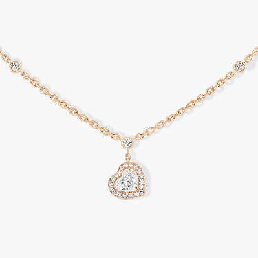 Joy Cœur项链，镶嵌0.15克拉心形钻石 玫瑰金 钻石  她的珍礼 项链 11437-PG