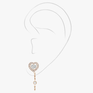 Boucles d'oreilles Femme Or Rose Diamond Mono Boucle d'Oreille Joy diamant cœur 0,15ct chaîne 11557-PG