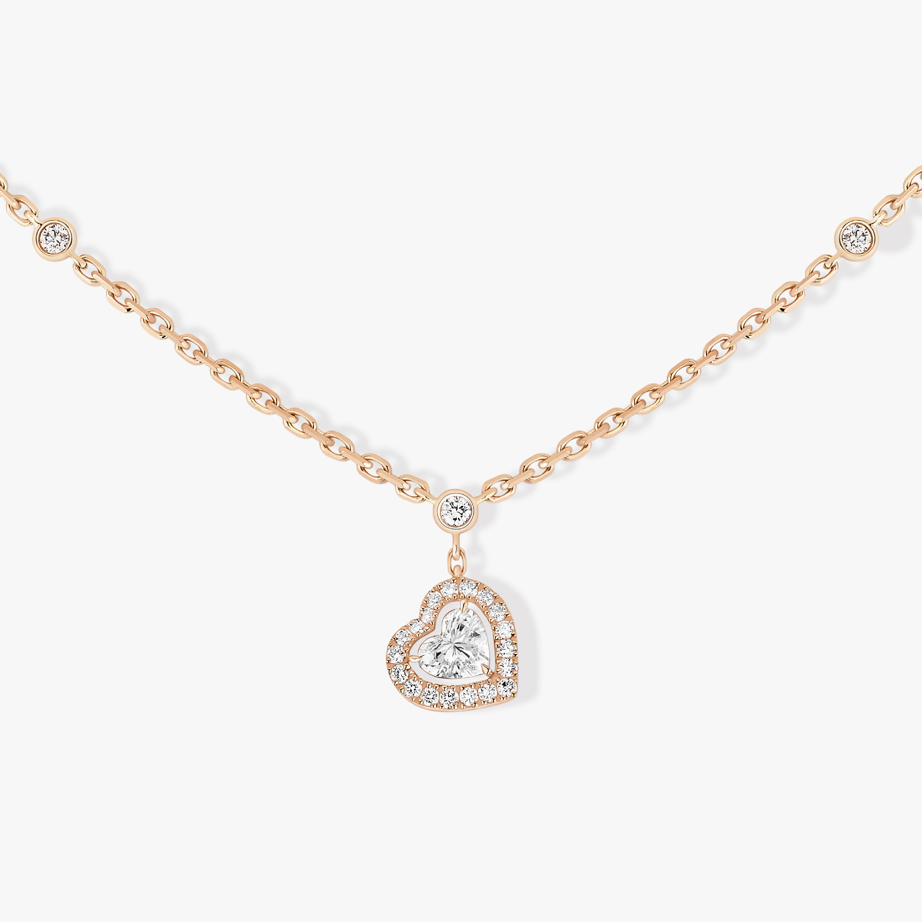 Joy Cœur项链，镶嵌0.15克拉心形钻石 玫瑰金 钻石  她的珍礼 项链 11437-PG