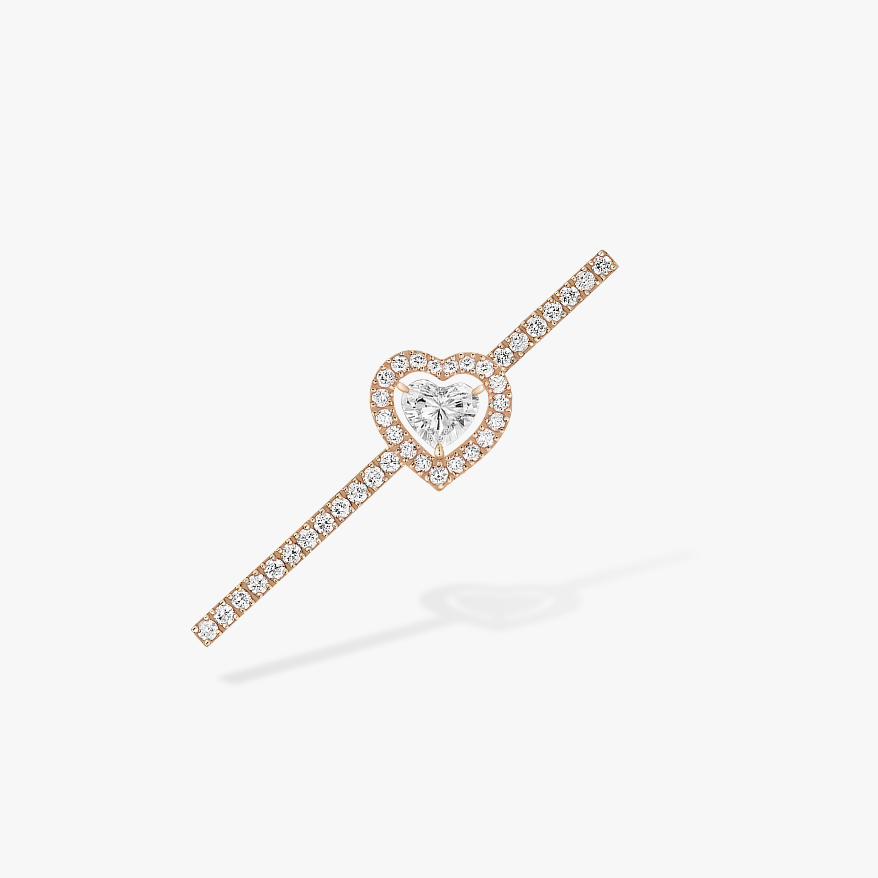 Joy Cœur密镶钻石单边耳环，镶嵌0.15克拉心形钻石 玫瑰金 钻石  她的珍礼 耳环 11433-PG