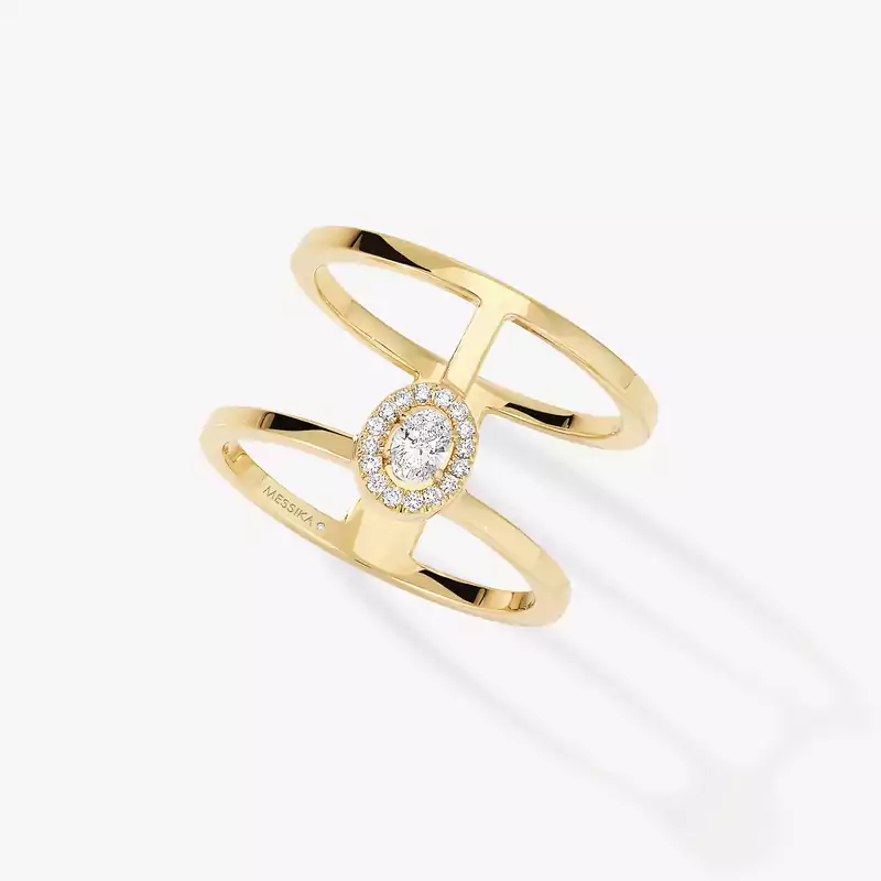 Glam'Azone 2 Rows Yellow Gold For Her Diamond Ring 06173-YG