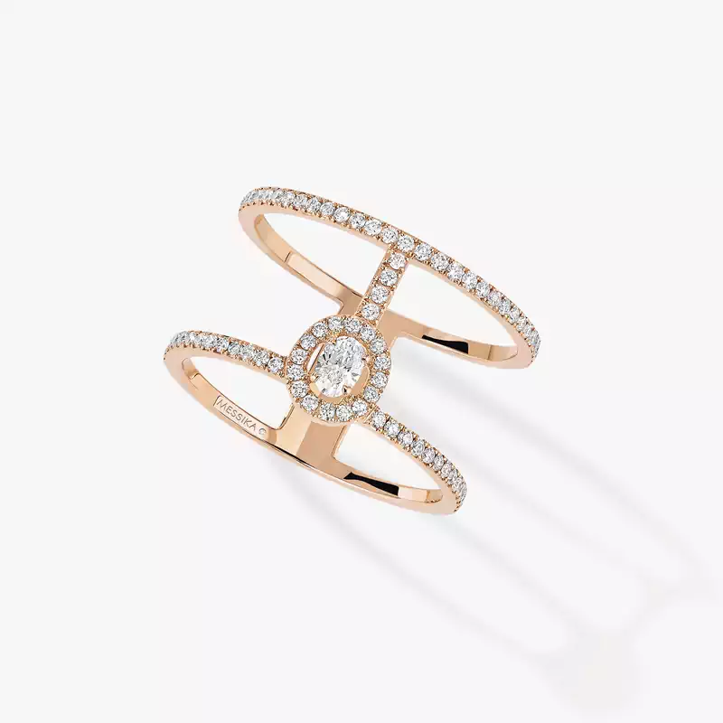 Glam'Azone密镶双圈 Pink Gold Diamond For Her Ring 05237-PG