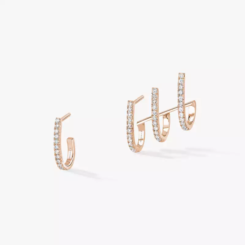 Boucles d'oreilles Femme Or Rose Diamant Multi-Créoles Gatsby 06503-PG